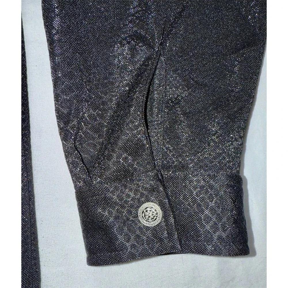 Beaugent Men's Black‎ Textured Long Sleeve Button-Down Shirt Size L luxury snake
